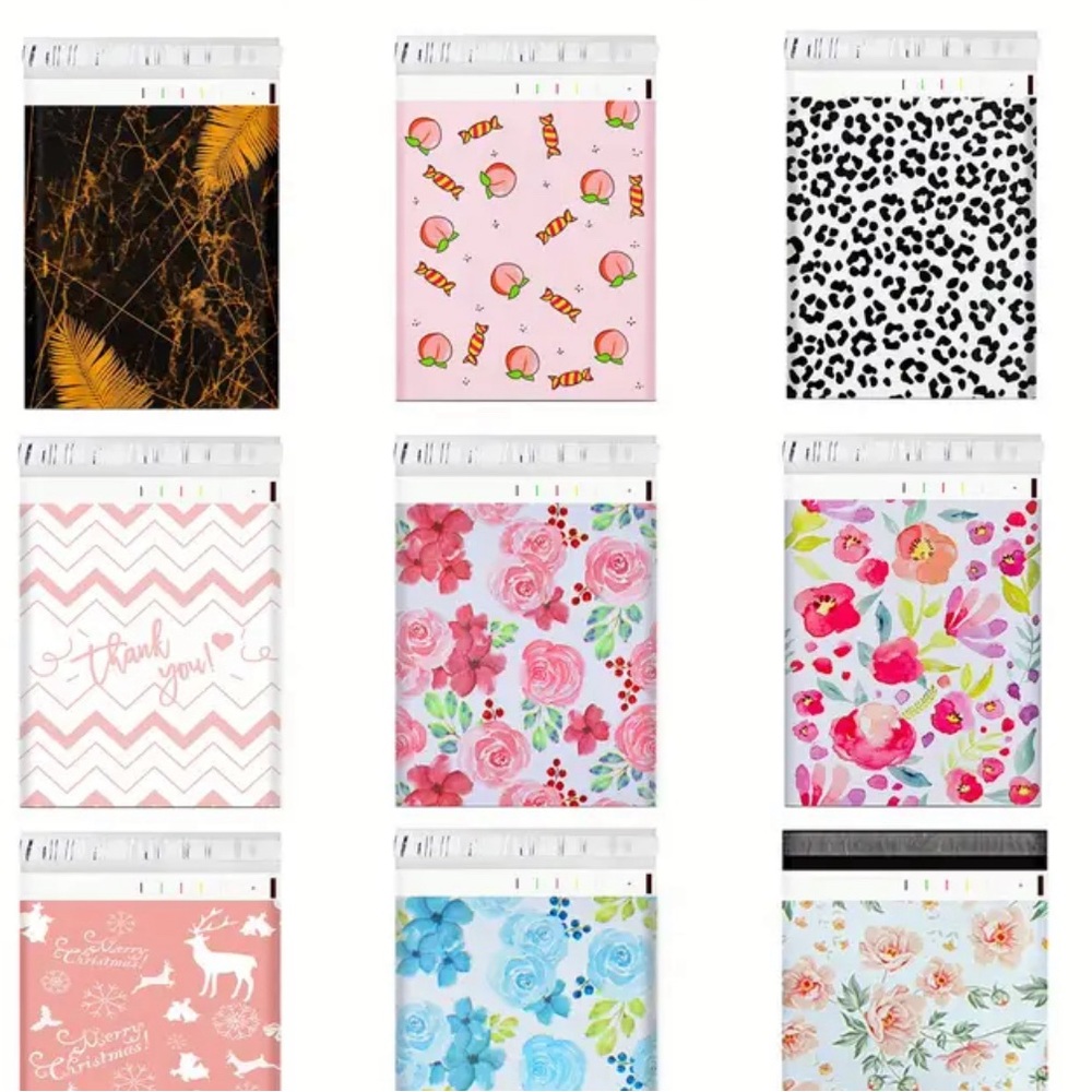10 assorted poly mailers 10x13 and 10 thank you stickers - Picture 2 of 7